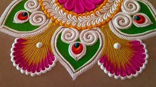 simple rangoli design. Festival rangoli design. Diwali rangoli. satisfying video.