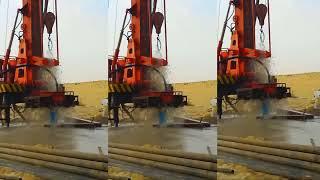 Full hydraulic water well drilling rig at work on construction site