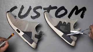 Modifying Adidas NMD XR1s into Human Race Custom Sneakers with Blacked Out Boost