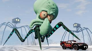 Epic escape from Lightning McQueen Eater, Squidward Eater, Sheriff Eater |BeamNG.Drive