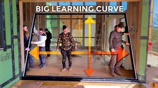 Construction of a MEGA sized Modern Home PT 80 | Mega Accordion Door Installation