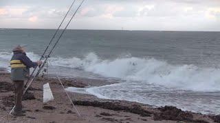 Storm Fishing on a UK Beach: The Fish are Biting!