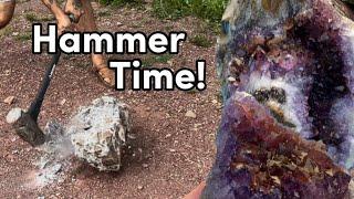 Smashing Huge Amethyst Boulders | Rockhounding Ontario