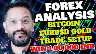 Forex Analysis - Trade Setup for Bitcoin EURUSD Gold | Zia ul Haque @open4profit WIN 1,00,000 ₹