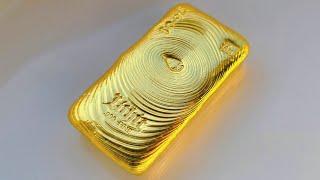 24K Gold Bar [ 10oz .999 Fine Au Melted, Hand Poured, and Stamped ]