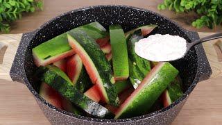 Add baking soda to the watermelon rind. Super Delicious and very Surprising!