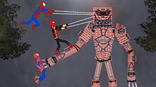Spider-Man Team vs Brick Golem in People Playground
