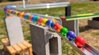 Marble Run ASMR  Handmade gimmicks and the relaxing sounds of rolling balls