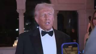 Trump Speaks to Reporters at NYE Mar-a-Lago Event