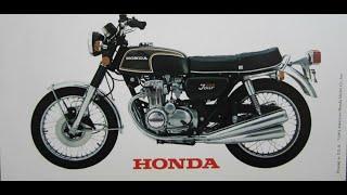1972 Honda CB350 Four in Olive Green running full sound, riding it,  “Strippers, Rippers & Beers!” 