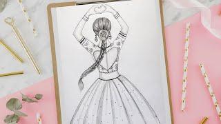 How to Draw a Girl With Traditional Dance Easy || Traditional Girl Drawing Very Easy