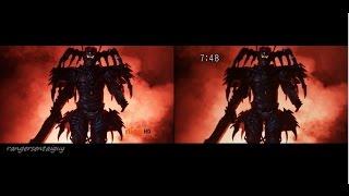 PR Super Samurai/ Shinkenger Red Ranger vs Xandred First Fight Split Screen (PR and Sentai version)