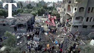 Drone footage shows destruction in Gaza during 100 days of war