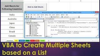 VBA to Create New Sheets based on a List - Excel VBA Example by Exceldestination