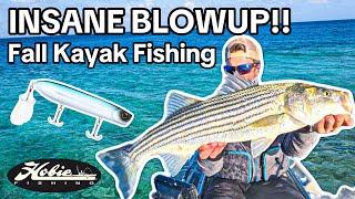 INSANE TOPWATER STRIPED BASS FISHING! personal Best Topwater Blowup on camera