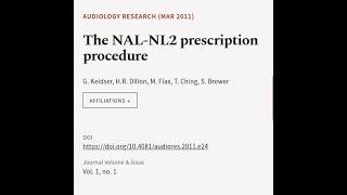 The NAL-NL2 prescription procedure | RTCL.TV