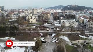 Tivoli City Park in winter Ljubljana Slovenia - aerial view in 4K