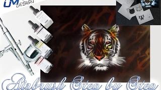 Airbrush with Stencils Tutorial AS-033 "Tiger" UMR-Design (English/Deutsch)