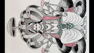 How to draw a beautiful drawing of lord Vishnu step by step/ Pencil shading sketch of Lord Narayana