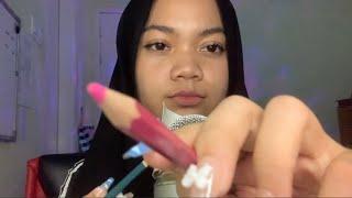 pensil drawing on your face ASMR (malaysia) | fast ,pensil tracing,whispering,roleplay