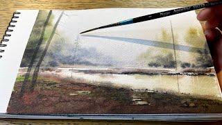 How to paint a landscape with loose watercolor techniques