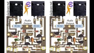 2 transistor amplifier circuit diagram using  2sc5200 and 2sa1943 transistors