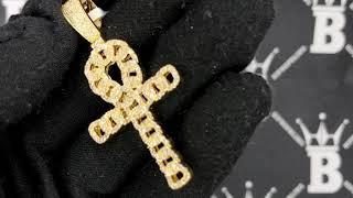 Cuban Ankh Cross 1.33cttw Diamond Pendant 10K Yellow Gold | Hip Hop Bling Jewelry