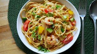 Spaghetti Salad  with Shrimps | Recipe | Pasta Salad | Asian | Fast Food | BBQ | Quick | Simple