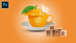 How to Make an Orange Tea Cup in Adobe Photoshop Manipulation Tutorial !