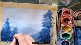 How to paint a simple landscape in watercolor