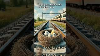 The story of a pigeon who made a nest and laid eggs on the railway track  #ai #pigeon #shorts