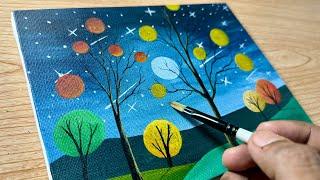 Moonlight Acrylic Painting for Beginners on Canvas 