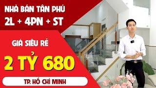 Nhà Bán Quận Tân Phú Giá Rẻ 2,6 tỷ 2 Lầu 4PN Sân Thượng