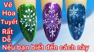 Cách vẽ design 3 mẫu nails hoa tuyết đơn giản