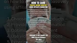 HOW TO MAKE PASSIVE INCOME MONTHLY USING AFFILIATE MARKETING