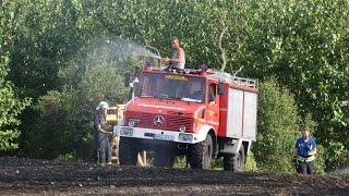 Großeinsatz: 15.000 m² Ackerfläche in Flammen - Gefahr für Sägewerk