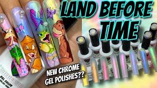 Land Before Time Nails+NEW Aurora CHROME Gel Polishes?! Swatch with me!