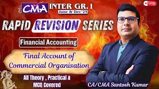 CMA Inter | Financial Accounting | Final Account of Commercial Organisation | CA/CMA Santosh Kumar