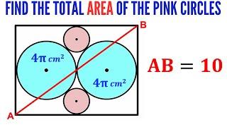 Can you find total area of the Pink circles? | (Rectangle) | #math #maths | #geometry