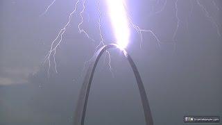 Lightning strikes the Gateway Arch in St. Louis twice - August 27, 2014