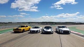 DRAG RACE – Nissan GTR vs Corvette Z06 vs Audi R8 vs Dodge Challenger SRT8