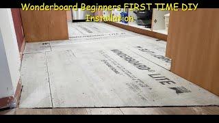 Wonderboard over plywood FIRST TIME easy DIY. BEGGINERS cement board backerboard installation. WOW!