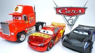 DISNEY PIXAR CARS 3 HUGE DIECAST MACK HAULER JACKSON STORM RUSTEZE RACING LIGHTING DIECAST TOYS