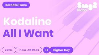 Kodaline - All I Want (Higher Key) Karaoke Piano