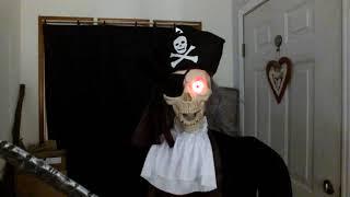 Animated Pirate Skeleton with LED Illuminated Eyes 5 Ft Tall Talking