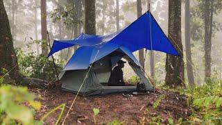 Long Heavy Rain Camping || Solo Camping in Heavy Rain