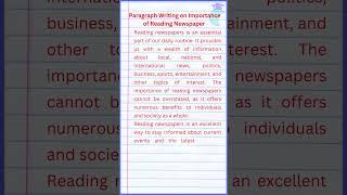 Paragraph Writing on Importance of Reading Newspaper