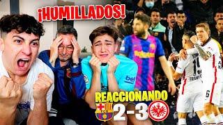 HINCHAS del BARÇA REACCIONAN al BARÇA 2-3 FRANKFURT ¡ENFADO BRUTAL! *humillados en Europa otra vez*