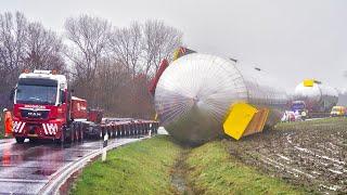 Schwertransport mit Gastank verunglückt