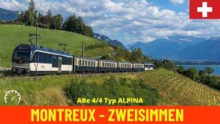 Cab Ride Golden Pass - Montreux - Interlaken Part 1 (MOB to Zweisimmen, Switzerland) 4K